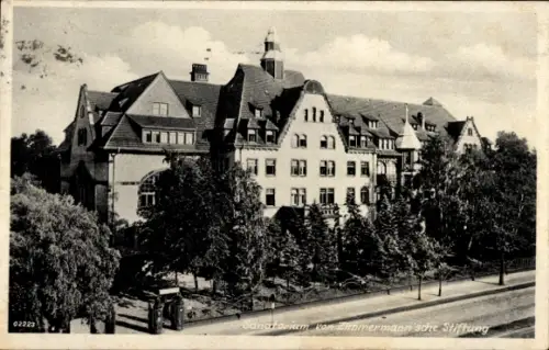 Ak Chemnitz in Sachsen, Sanatorium, Zimmermann'sche Stiftung, Gebäude, Bäume