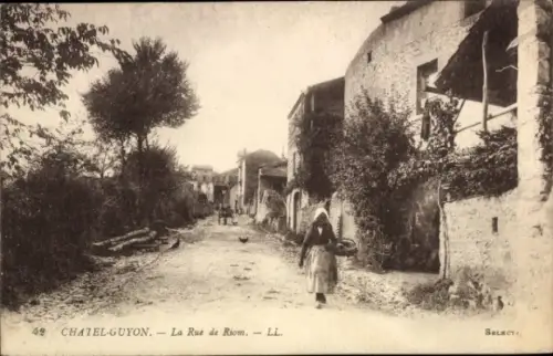 Ak Châtel Guyon Puy de Dôme, La Rue de Riom, Straßenpartie
