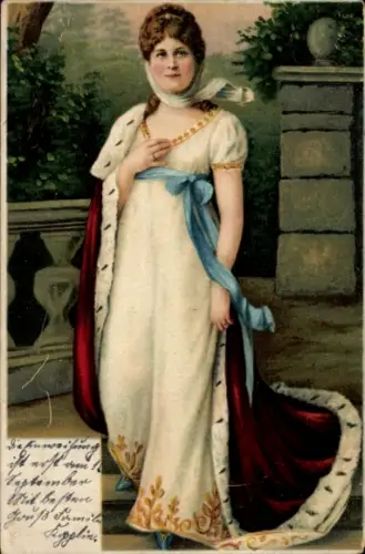 Litho Königin Luise von Mecklenburg-Strelitz, Luise von Preußen, Standportrait