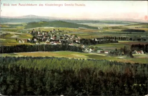 Ak Demitz Thumitz in Sachsen, Totalansicht, Blick vom Aussichtsturm des Klosterberges