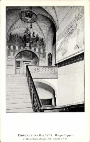Ak København Kopenhagen Dänemark, Rathaus, Borgertrappen