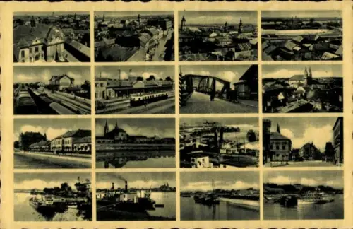 Ak Komárom Komorn Ungarn, nansicht von  verschiedene Stadtansichten, Schwarz-Weiß-Fotos