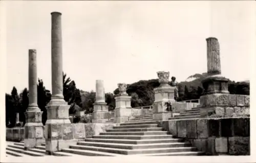 Ak Cherchell Algerien, Römische Ruinen, Eingang zum Stadion, Säulen, Treppen