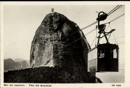 Ak Rio de Janeiro Brasilien, Seilbahn, Pão de Assucar, Berg, Landschaft