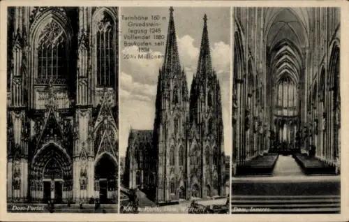 Ak Köln am Rhein, Dom, Portal, Innenansicht