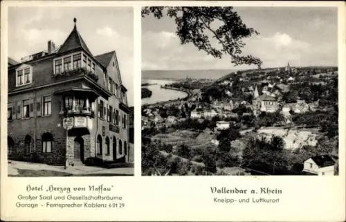 Ak Vallendar am Rhein, Hotel Herzog von Nassau, Panorama