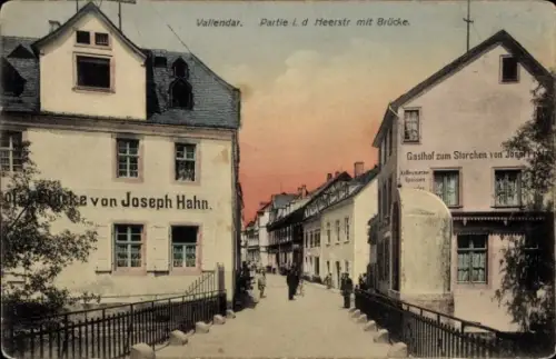 Ak Vallendar am Rhein, Heerstraße, Brücke, Geschäftshaus Joseph Hahn, Gasthof zum Storchen