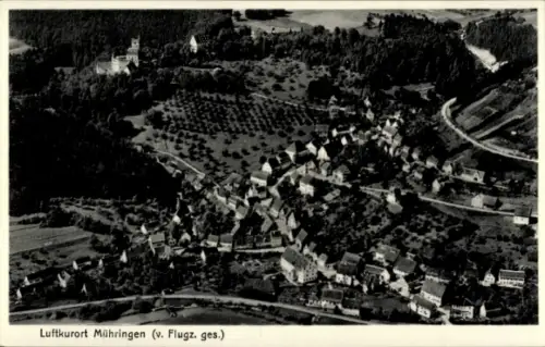 Ak Mühringen Horb am Neckar, Luftaufnahme,  Landschaft, Häuser, Kirche