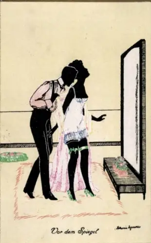 Künstler Ak Manni Grosze, Vor dem Spiegel