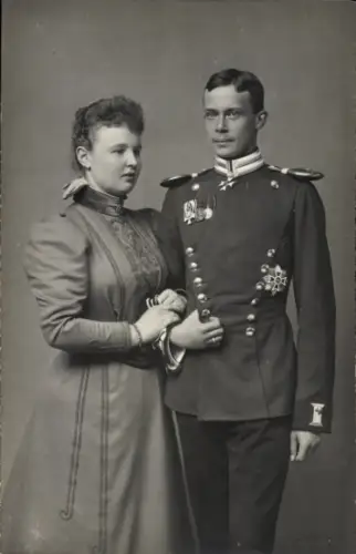 Foto Ak Pauline von Württemberg und Erbprinz Friedrich Hermann zu Wied