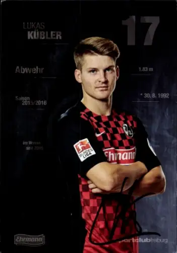 Autogrammkarte Fußballer Lukas Kübler, SC Freiburg, Autogramm
