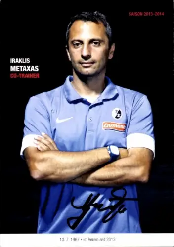 Autogrammkarte Co Trainer Iraklis Metaxas, SC Freiburg, Autogramm