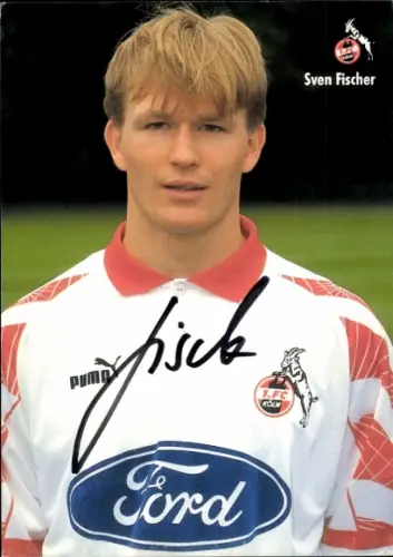 Autogrammkarte Fußballer Sven Fischer, 1. FC Köln, Autogramm