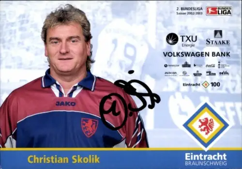 Autogrammkarte Teambetreuer Christian Skolik, Eintracht Braunschweig, Autogramm