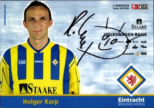 Autogrammkarte Fußballer Holger Karp, Eintracht Braunschweig, Autogramm