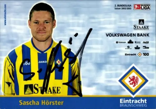 Autogrammkarte Fußballer Sascha Hörster, Eintracht Braunschweig, Autogramm