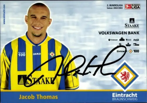 Autogrammkarte Fußballer Jacob Thomas, Eintracht Braunschweig, Autogramm