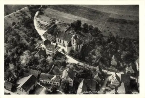 Ak Stuppach Bad Mergentheim in Tauberfranken, Fliegeraufnahme, Grünewald Kapelle