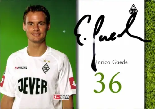 Autogrammkarte Fußballer Enrico Gaede, Borussia Mönchengladbach, Autogramm
