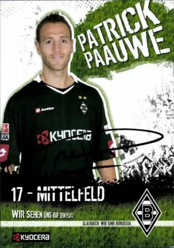 Autogrammkarte Fußballer Patrick Paauwe, Borussia Mönchengladbach, Autogramm