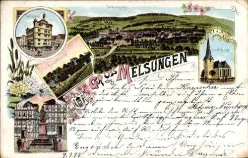 Litho Melsungen in Hessen, Gesamtansicht, Kirche
