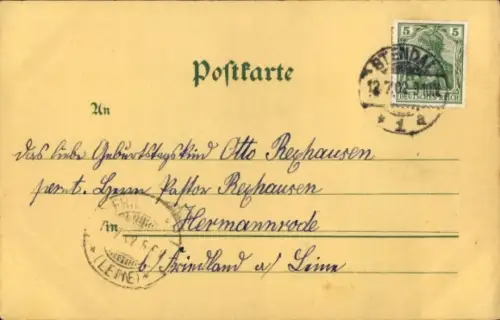 Mondschein Litho Stendal in der Altmark, Roland, Ünglinger Tor, Marktplatz, Rathaus