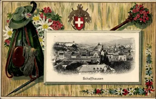 Präge Passepartout Ak Schaffhausen am Rhein Schweiz, Gesamtansicht