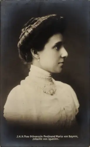 Ak Prinzessin Ferdinand Maria von Bayern, Infantin von Spanien, Portrait, Profilansicht