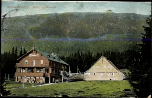 Ak Riesengebirge Schlesien, Blick zur Schlingelbaude