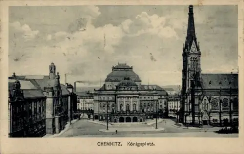 Ak Chemnitz in Sachsen,  Königsplatz, beeindruckende Architektur
