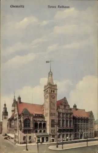 Ak Chemnitz in Sachsen, Neues Rathaus, Architektur, historisch