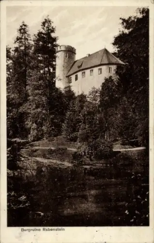 Ak Rabenstein Chemnitz in Sachsen, Burgruine  Wald umgeben,Historisches Gebäude