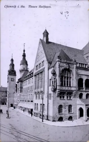 Ak Chemnitz in Sachsen, Neues Rathaus, s Gebäude, Architektur, Schwarz-Weiß-Foto
