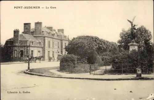 CPA Pont Audemer Eure, La Gare