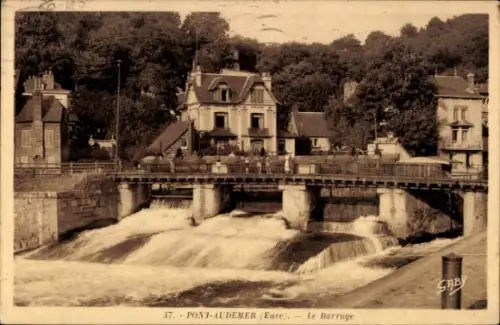 CPA Pont Audemer Eure, Le Barrage
