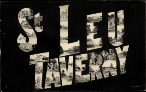 Ak Saint Leu Taverny Val d'Oise, Ortsansichten im Schriftzug St Leu Taverny, Gebäude