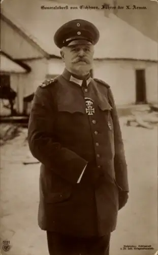 Ak Generaloberst von Eichhorn, Führer der X. Armee, Portrait, Uniform, Eisernes Kreuz