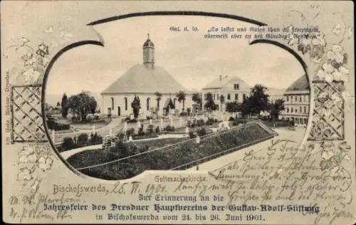 Passepartout Ak Bischofswerda in Sachsen, Gottesackerkirche