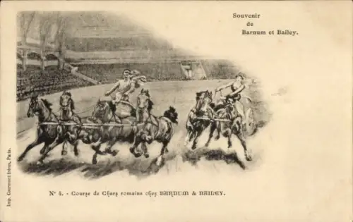 CPA Course de Chars romains chez Barnum & Bailey