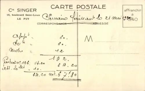 CPA Reklame, Singer Électrique 15 K 82