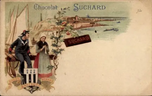 CPA Reklame, Chocolat Suchard, Bretagne