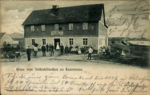Ak Rammenau Sachsen, Restaurant, Feldschlösschen,  Personen, Fahrräder