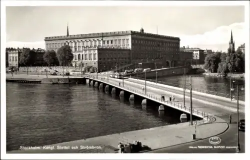 Ak Stockholm Schweden,  Königliches Schloss, Strömbrücke, historische Ansicht
