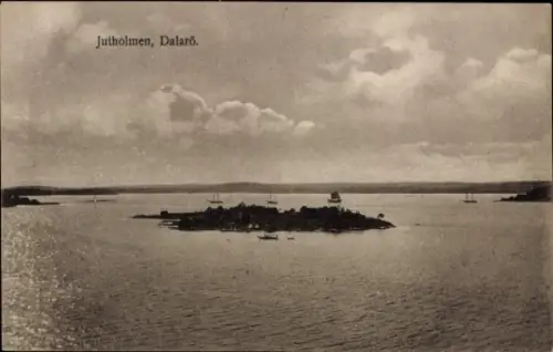Ak Dalarö Schweden, Insel Jutholmen,  Wasser, Boote, Segelschiffe, Landschaft