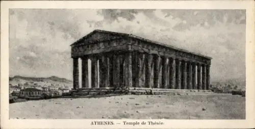 Ak Athen Griechenland, Tempel von Thésée, antike Säulen, Landschaft im Hintergrund