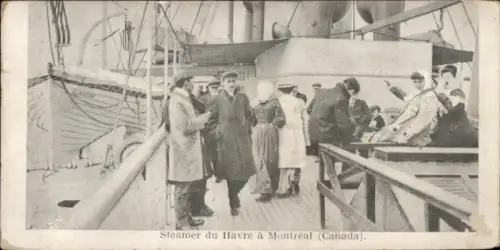 Ak Montreal Québec Kanada, Dampfschiff, Passagiere, Hafen, Schwarz-Weiß-Foto