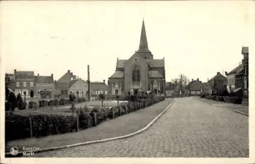 Ak Kasterlee Antwerpen Belgien, Kirche, Straße, Häuser,  Markt