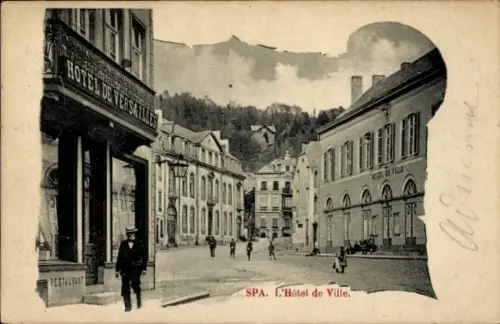 Ak Spa Wallonien Lüttich, Rathaus, Hôtel de Versailles, Straßenansicht