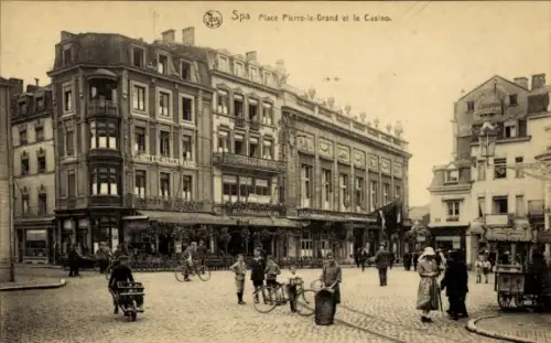 Ak Spa Wallonien Lüttich, Place Pierre le Grand et le Casino