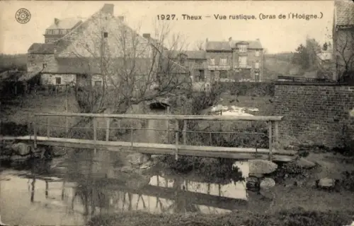 Ak Theux Wallonien Lüttich, Brücke über einen kleinen Fluss, ländliche Umgebung, Häuser im Hinter